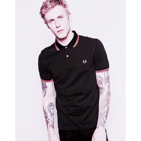 pink fred perry polo shirt